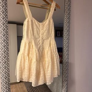 Cream Lace Sleeveless Dress skater Y2K. Romantic . Preppy